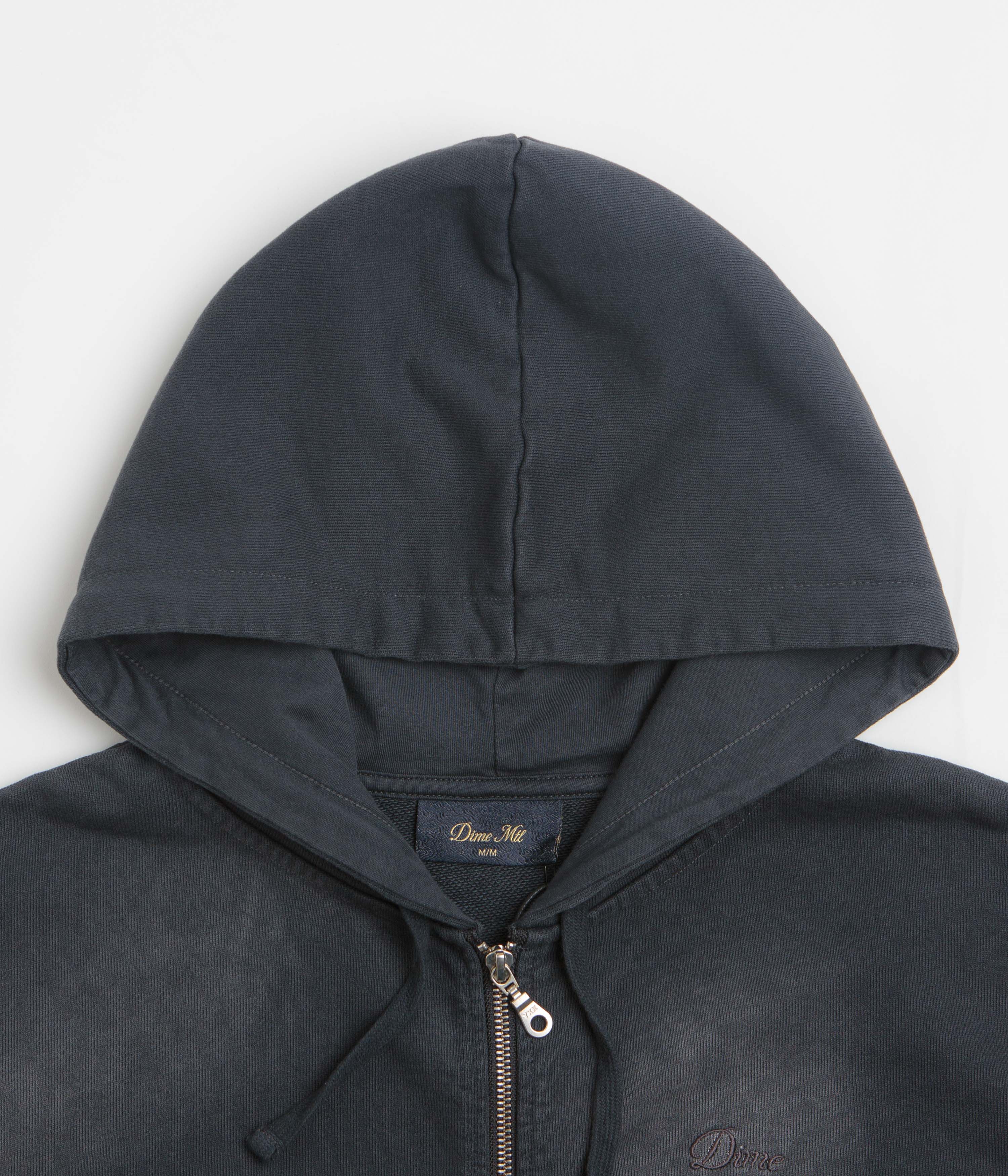 Dime Womens Cropped Full Zip Hoodie - Black Washed