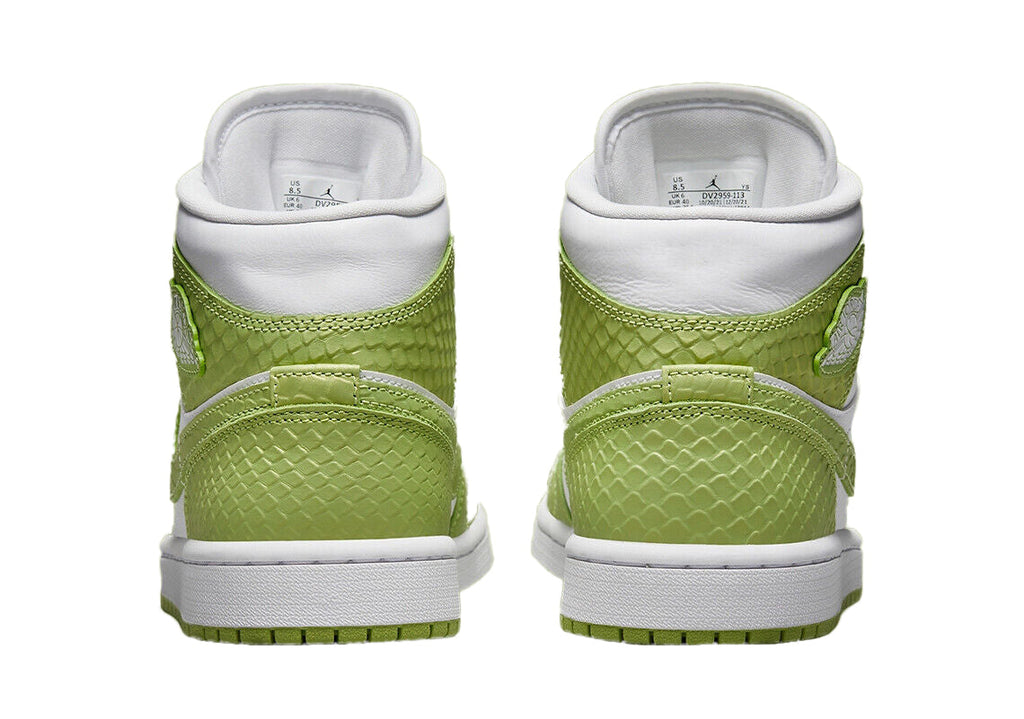 Women's Jordan 1 Mid SE "Green Phyton" Wht/Vivid Green-Wht (DV2959 113)