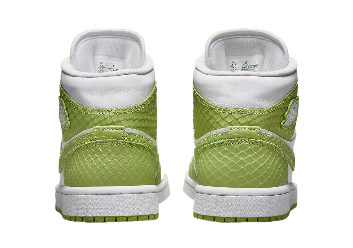 Women's Jordan 1 Mid SE "Green Phyton" Wht/Vivid Green-Wht (DV2959 113)