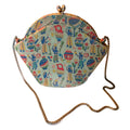 Egyptian Revival Print Fabric Covered Handbag Kiss Lock Chain Strap circa 1940s