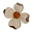 Enameled White Dogwood Flower Brooch Trifari circa 1960s