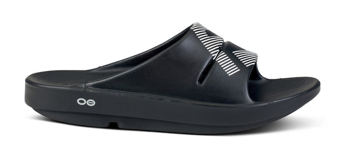 FJ X OOFOS Men's OOahh Sport Slide Sandal - Black lateral view