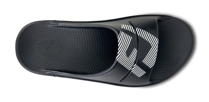FJ X OOFOS Men's OOahh Sport Slide Sandal - Black top view