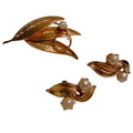 Flower and Faux Pearl Brooch and Earrings circa 1970s