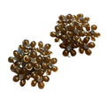 Golden Celluloid and Rhinestone Flower Clip Earrings circa 1950s