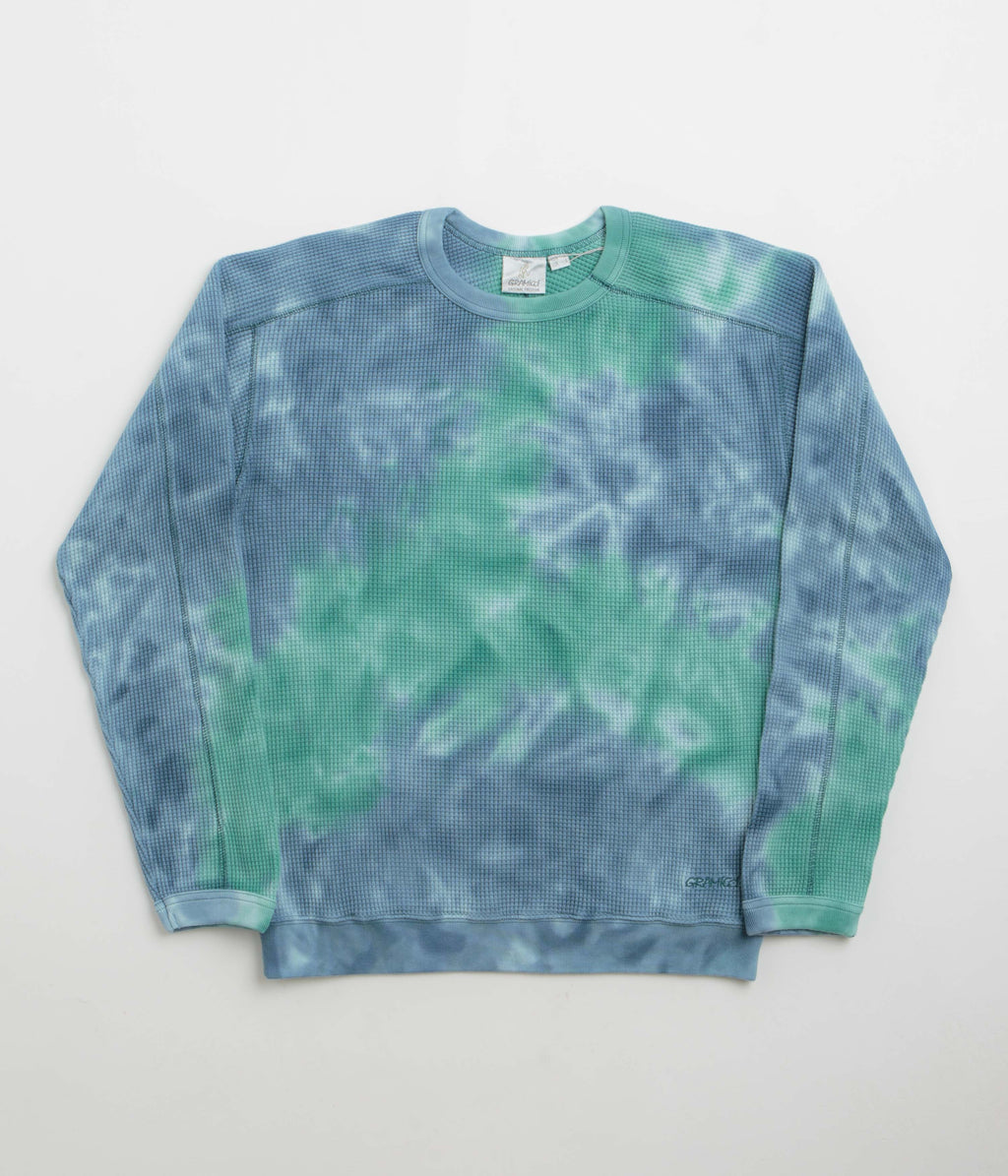 Gramicci Waffle Crewneck Sweatshirt - Turquoise Tie Dye