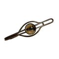 Horsehead Glass Domed Silver Tone Metal Tie Clip circa 1940s