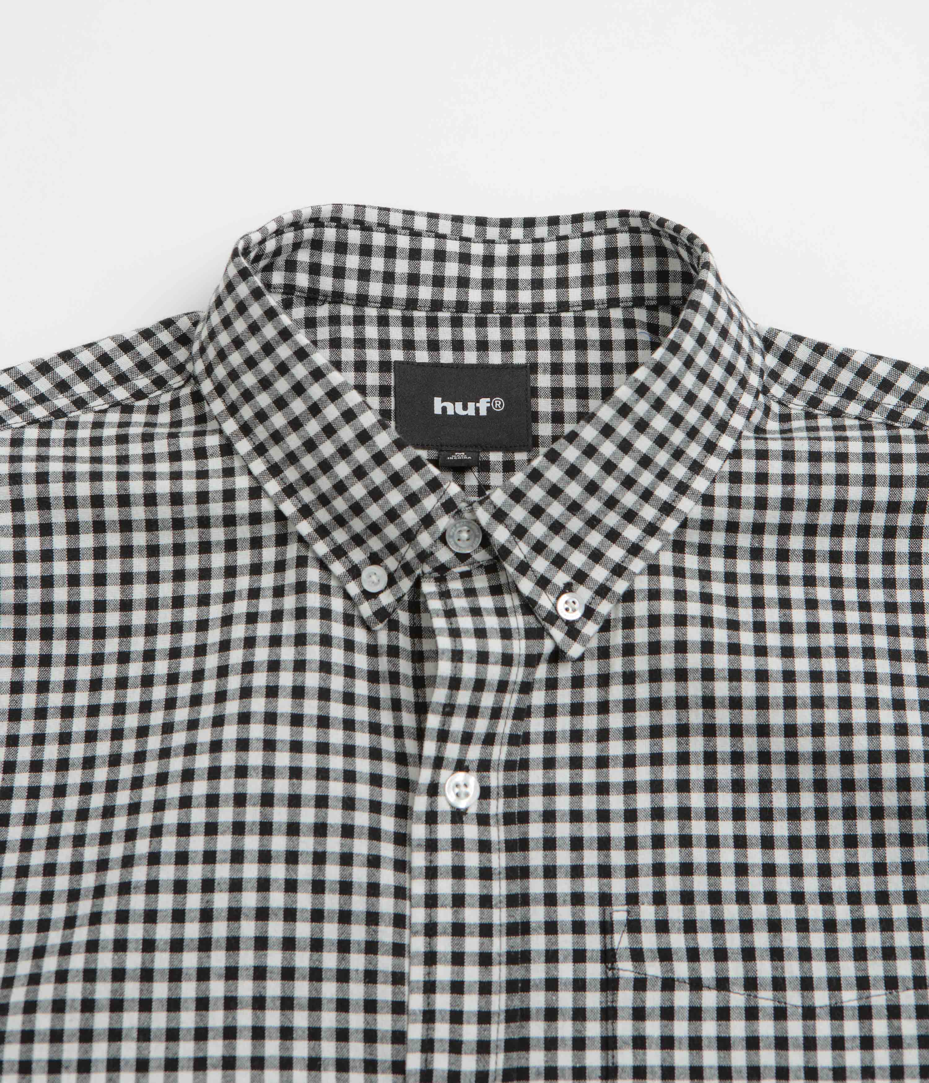 HUF 89 Micro Gingham Short Sleeve Oxford Shirt - Black / White