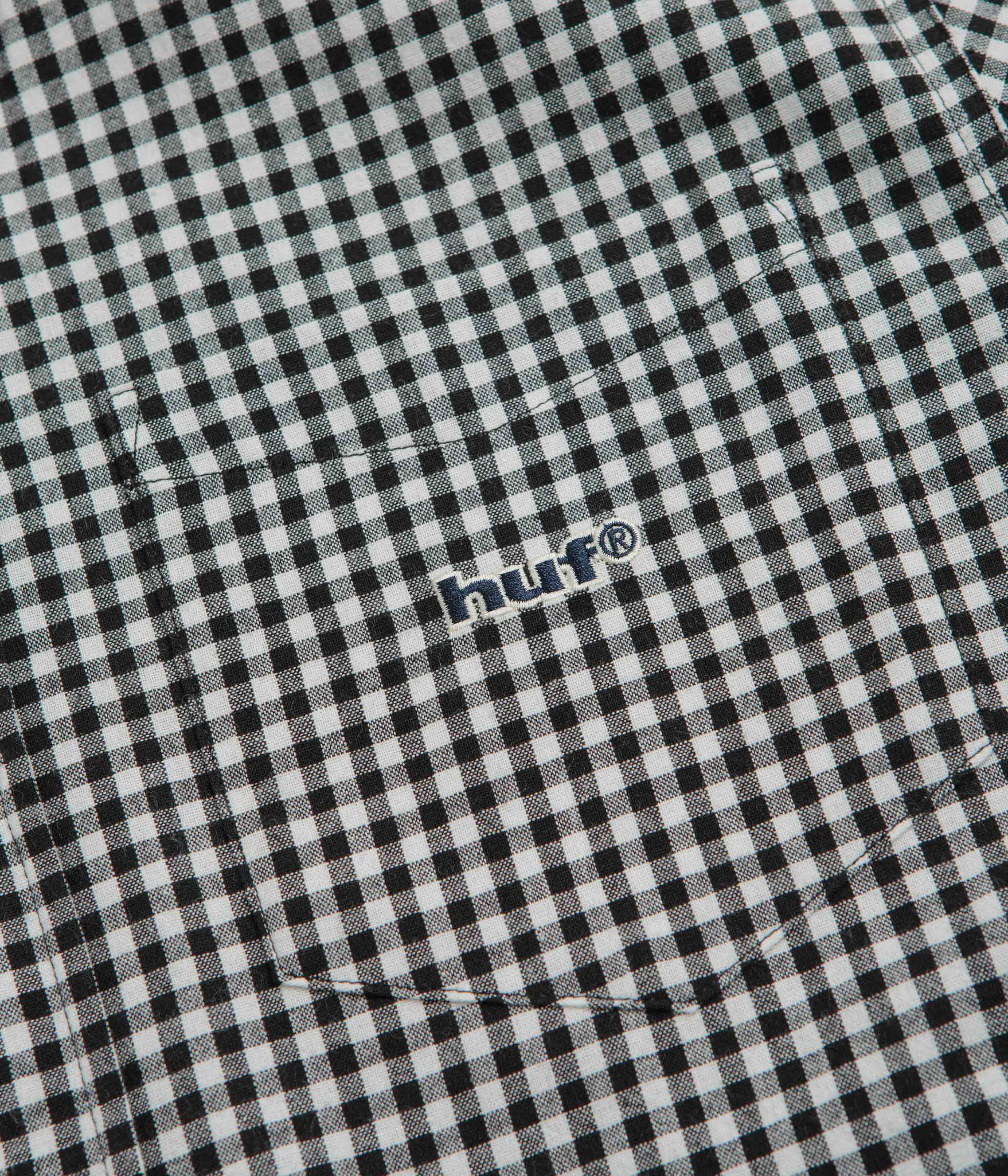 HUF 89 Micro Gingham Short Sleeve Oxford Shirt - Black / White