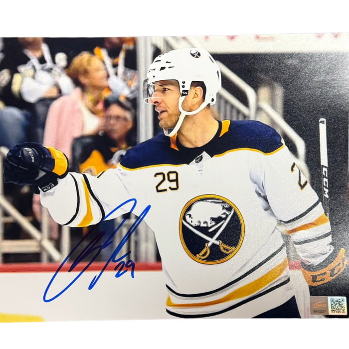 Jason Pominville Signed Fistbump in White 8x10 Photo