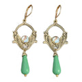 Leila- the Green Bead Art Nouveau Dangle Earrings