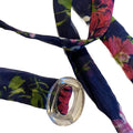 Looking Glass Blue and Pink Floral 1940s Fabric Belt Glass Slide Buckle Refurbished up to XXL