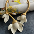 Maggie- the 1930s Inspired White Magnolia & Rhinestones Necklace or Earrings