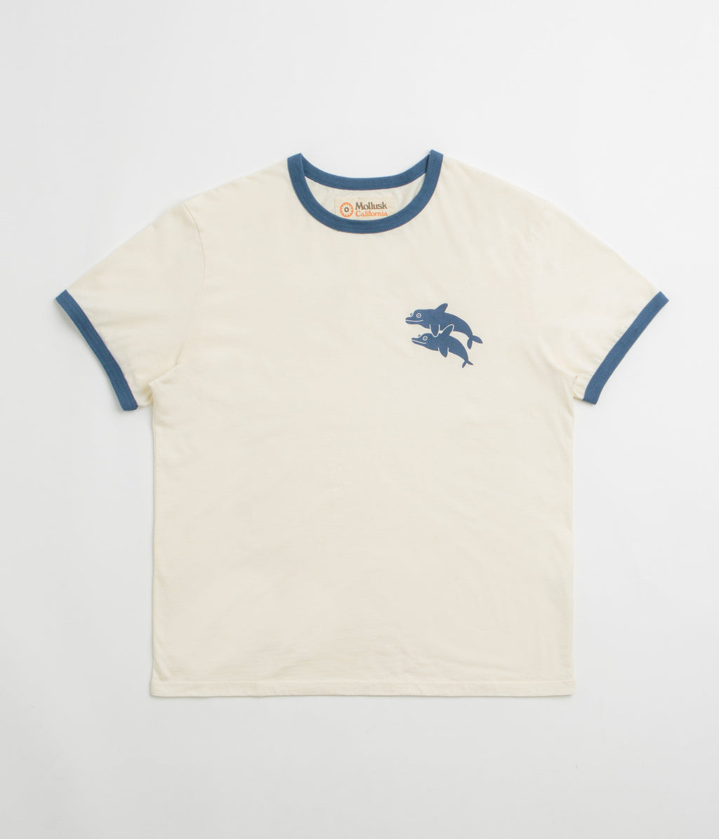 Mollusk Dolphins Ringer T-Shirt - Natural / Navy