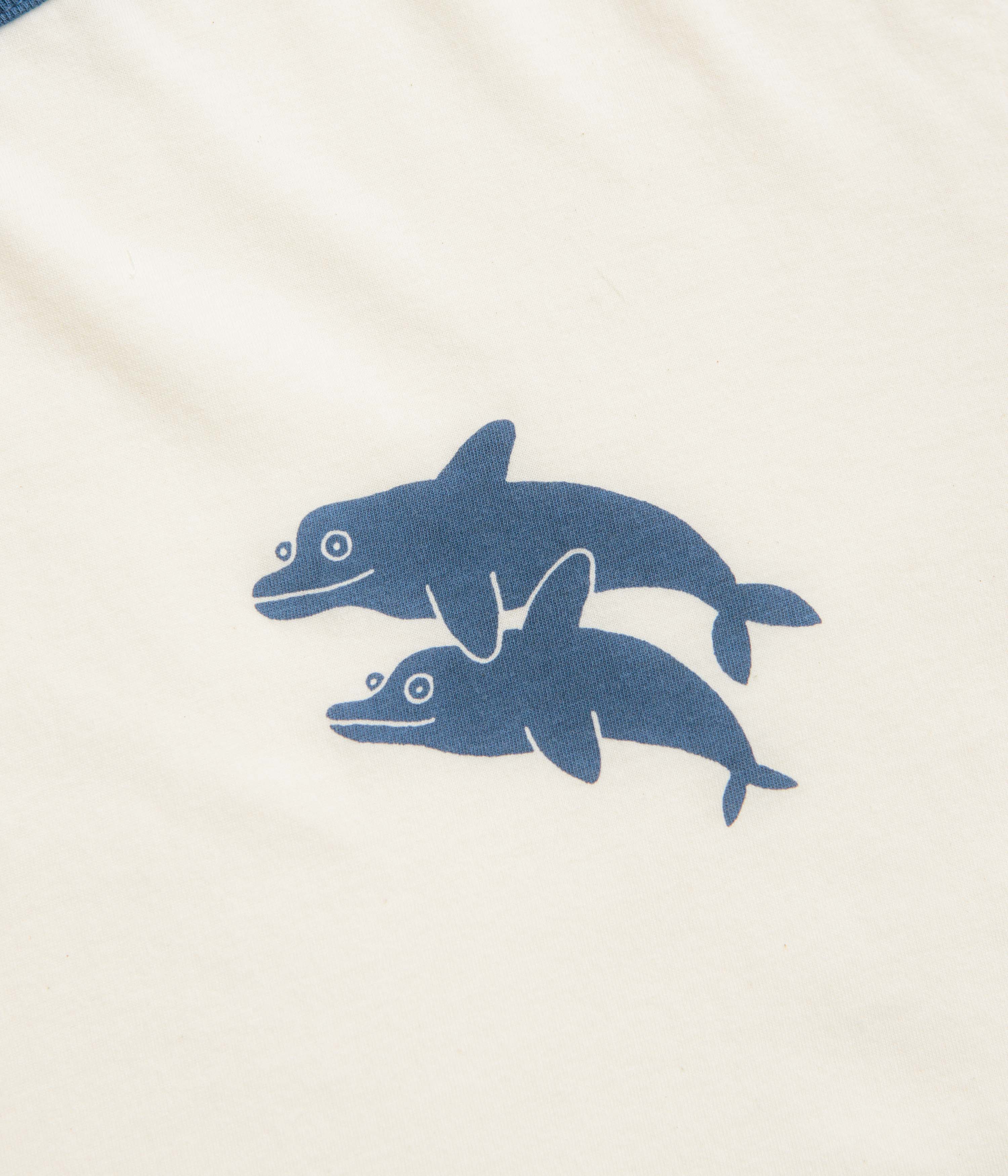 Mollusk Dolphins Ringer T-Shirt - Natural / Navy