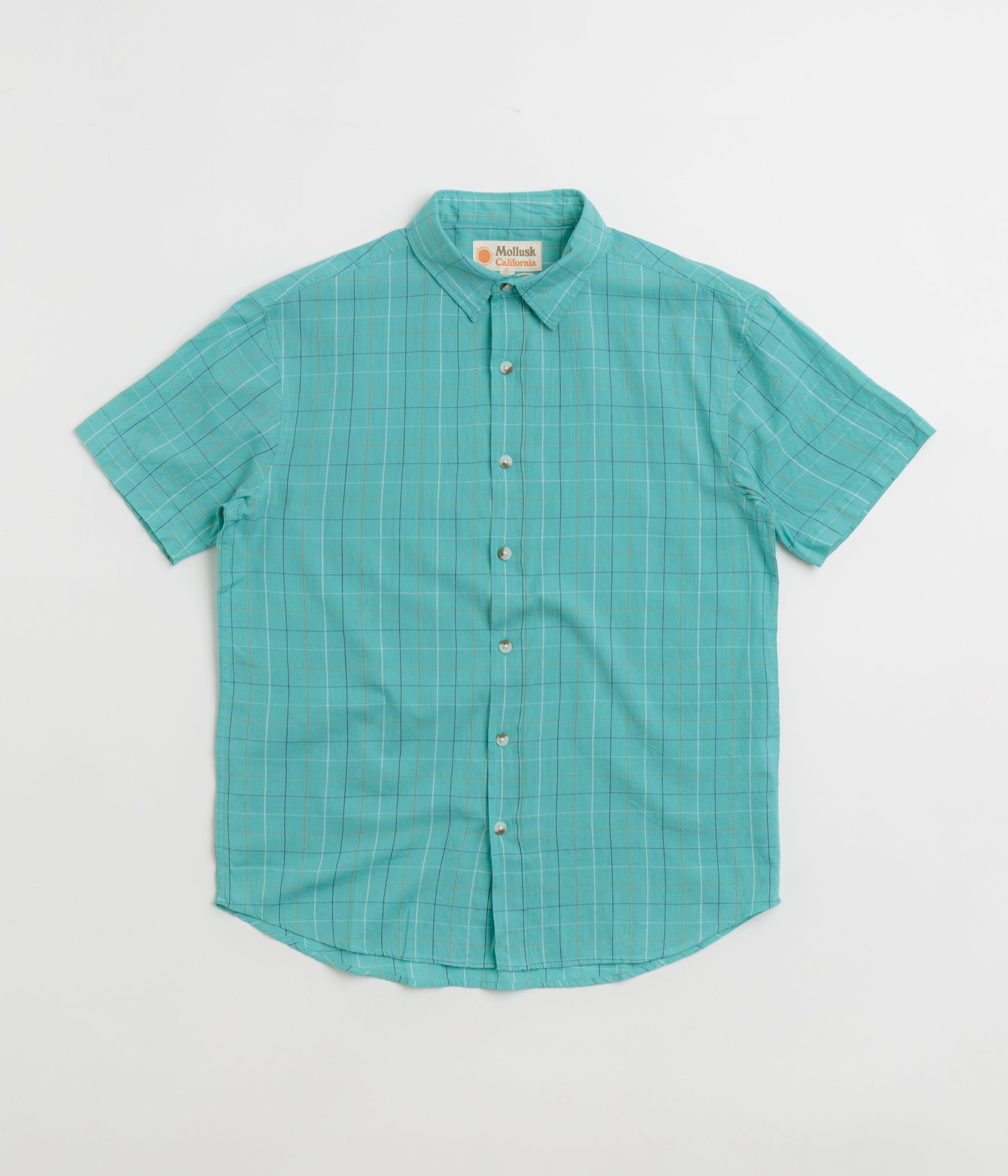 Mollusk Summer Short Sleeve Shirt - Cyan Windowpane