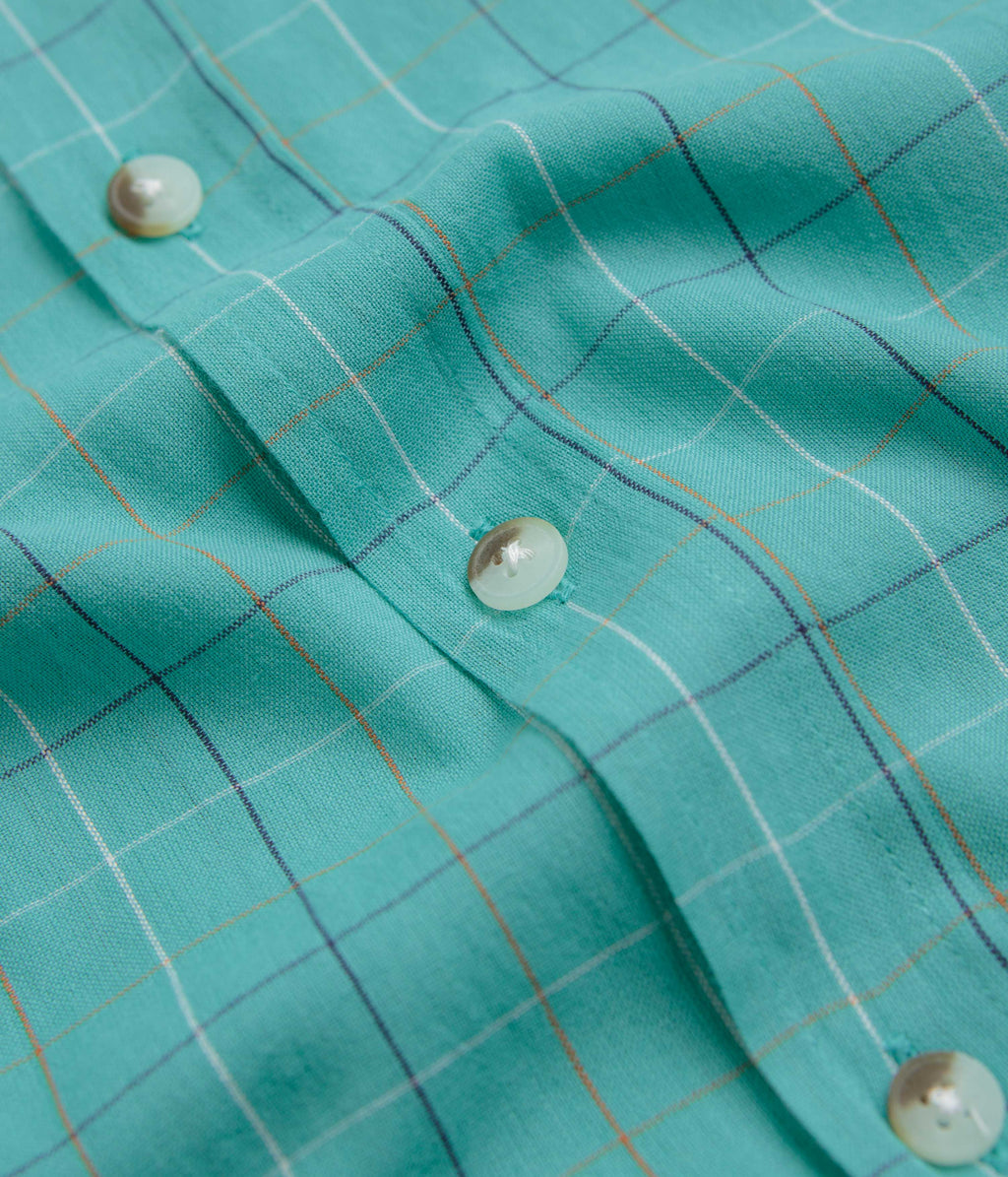 Mollusk Summer Short Sleeve Shirt - Cyan Windowpane