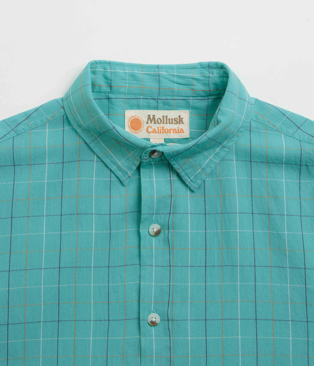 Mollusk Summer Short Sleeve Shirt - Cyan Windowpane