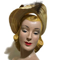 Natural Sisal Open Crown Hat with Flowers circa 1940s