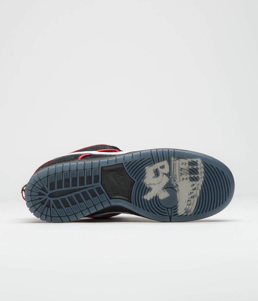 Nike SB x Bronx Girls Skate Dunk Low Pro Shoes - Black / White - Challenge Red - Total Orange