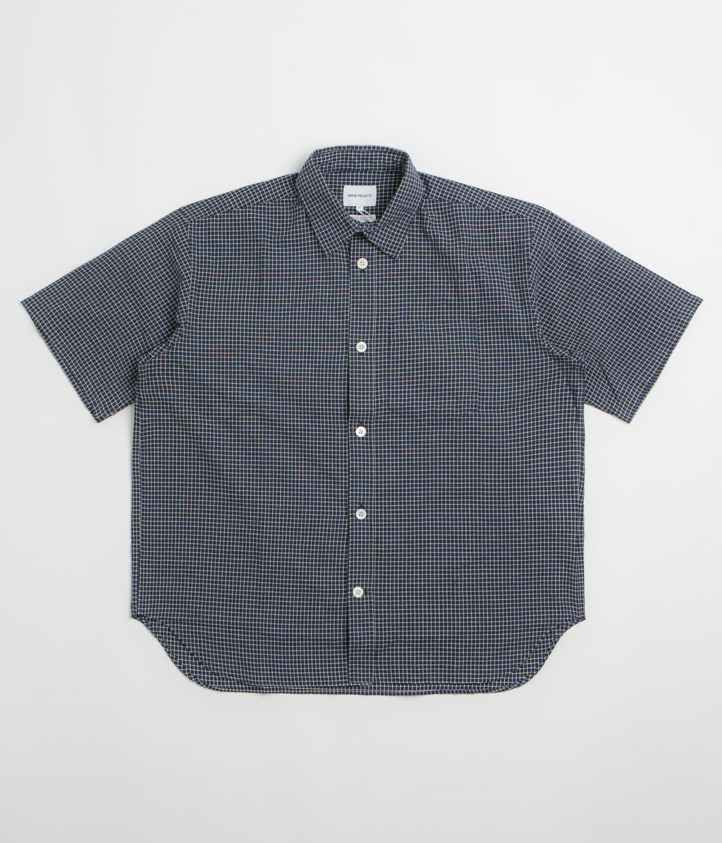 Norse Projects Espevik Short Sleeve Shirt - Dark Navy Check