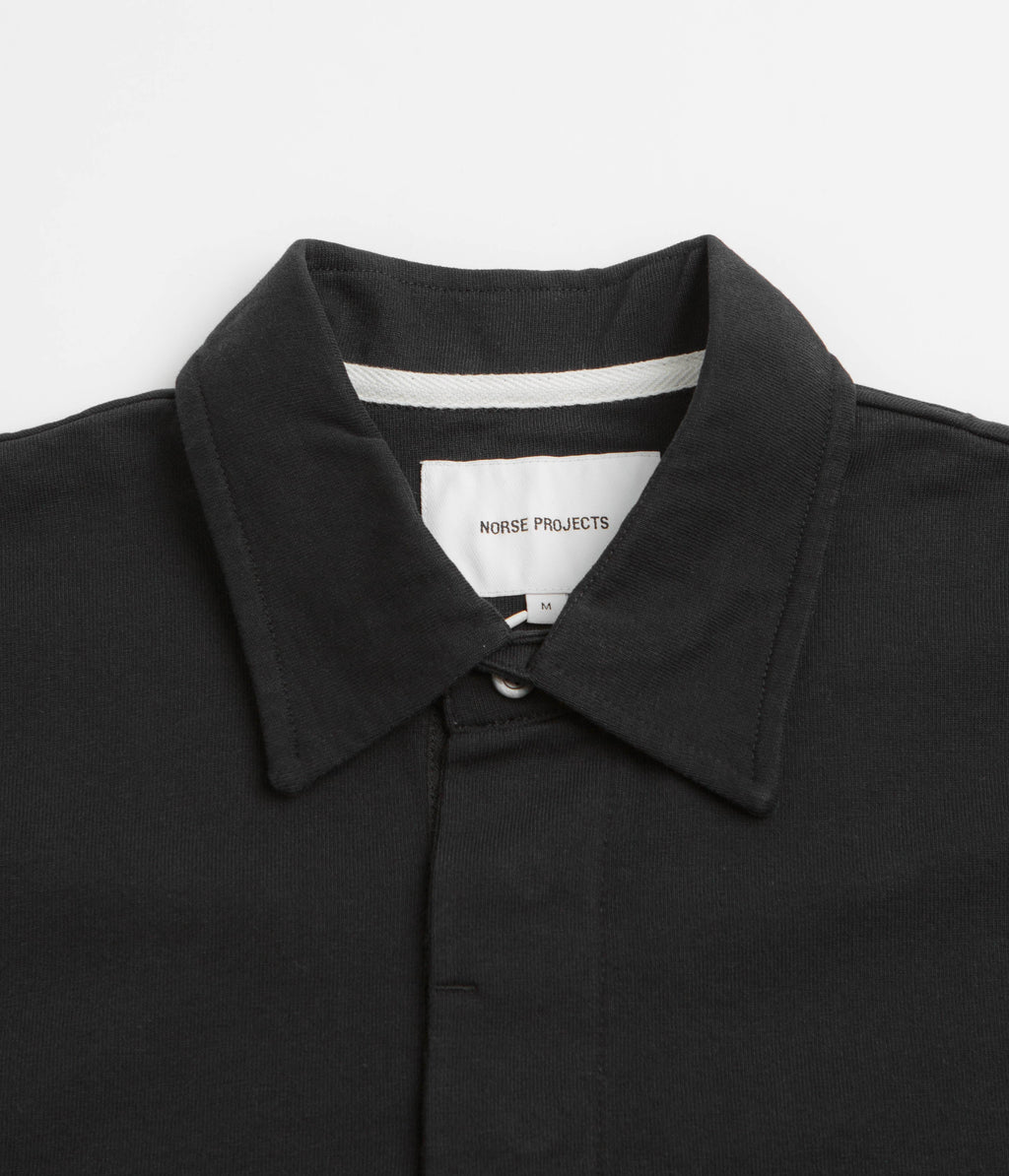 Norse Projects Isefjord Long Sleeve Polo Shirt - Black