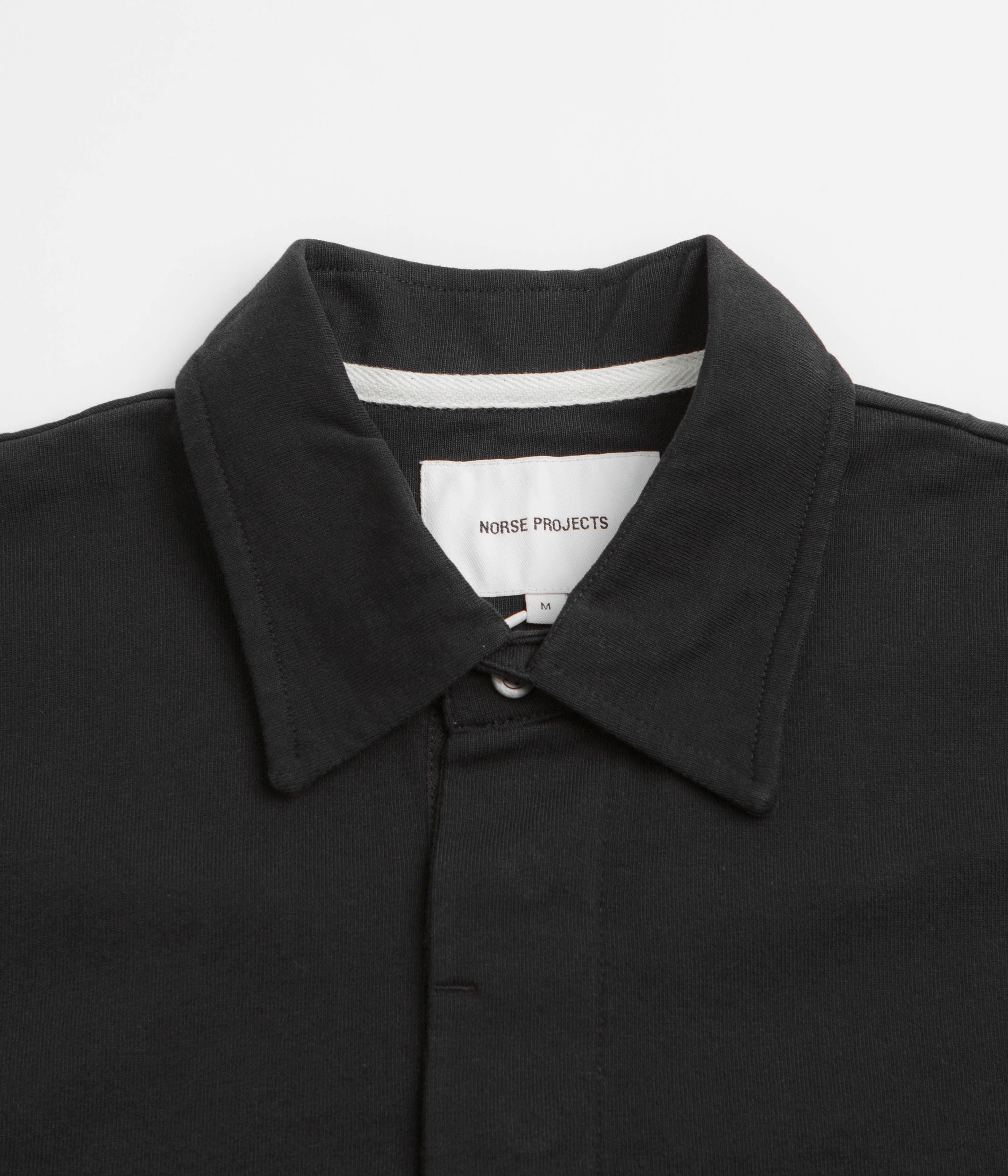 Norse Projects Isefjord Long Sleeve Polo Shirt - Black