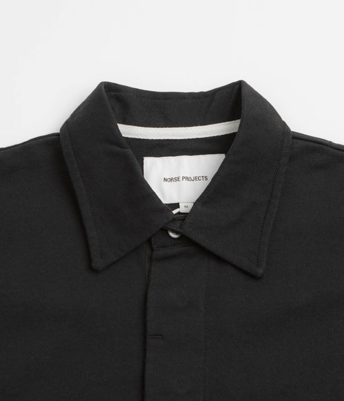 Norse Projects Isefjord Long Sleeve Polo Shirt - Black