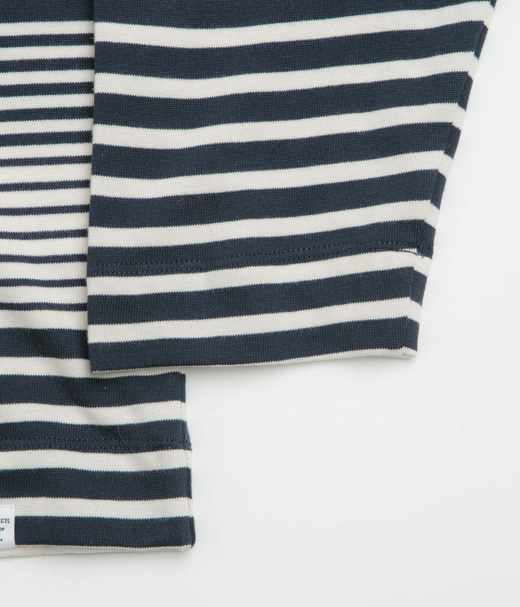 Norse Projects Isefjord Multi Stripe Heavy Long Sleeve T-Shirt - Dark Navy