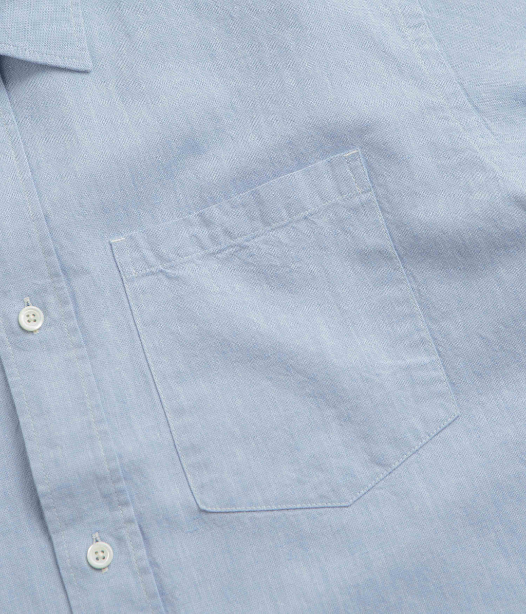 Norse Projects Ivan Relaxed Cotton Linen Short Sleeve Shirt - Pale Blue