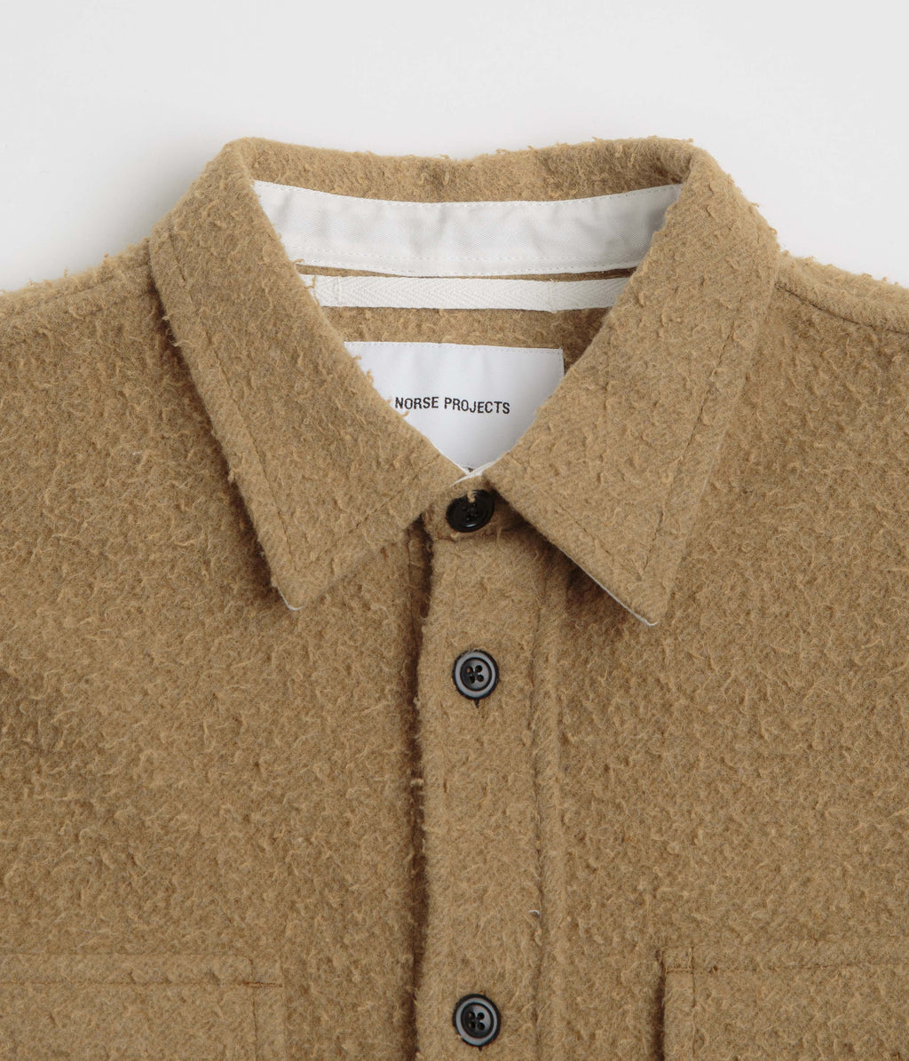 Norse Projects Silas Textured Cotton Wool Overshirt - Camel