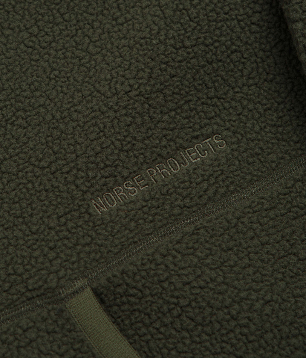 Norse Projects Tycho Pile Fleece Full Zip Jacket - Ivy Green