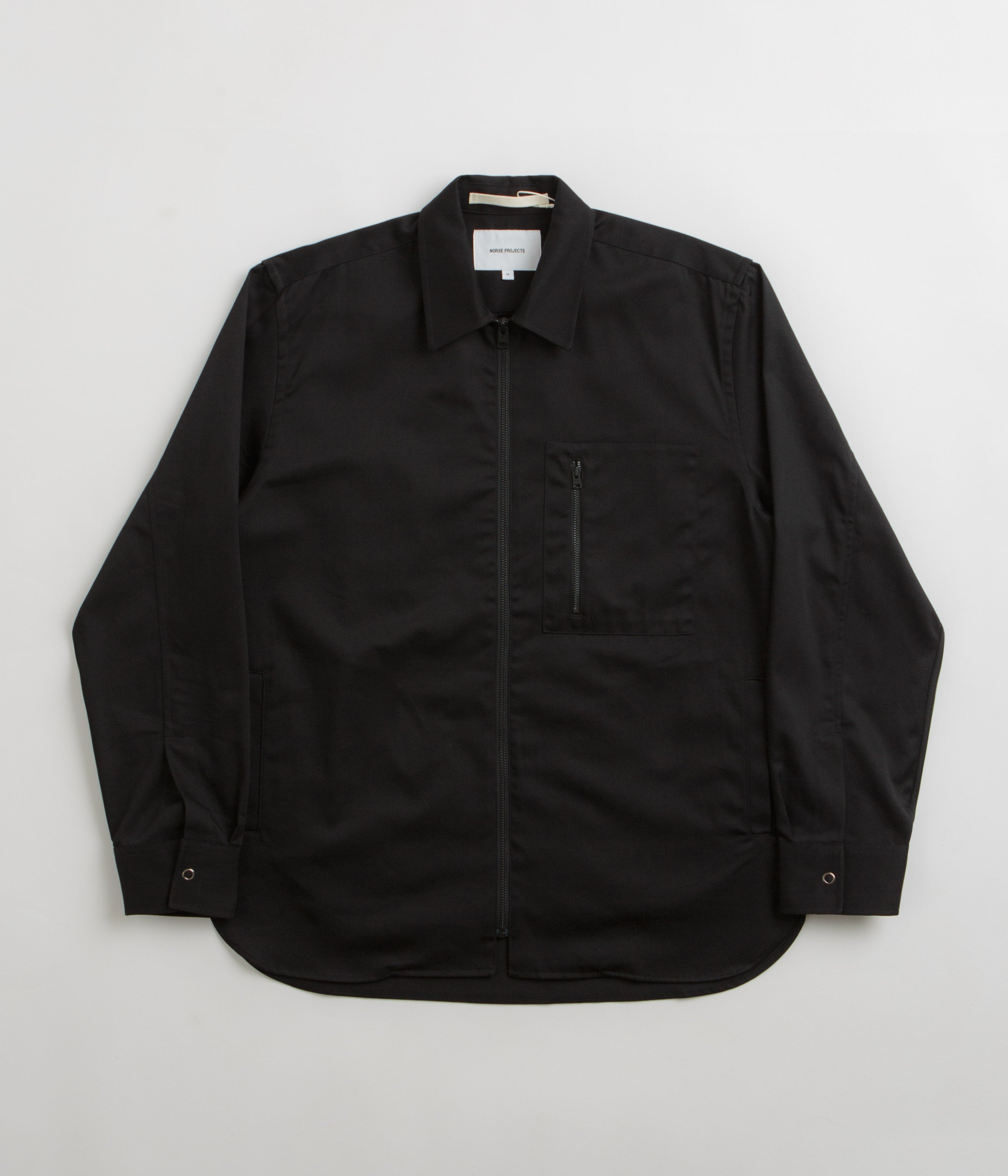 Norse Projects Ulrik Gabardine Zipped Overshirt - Black