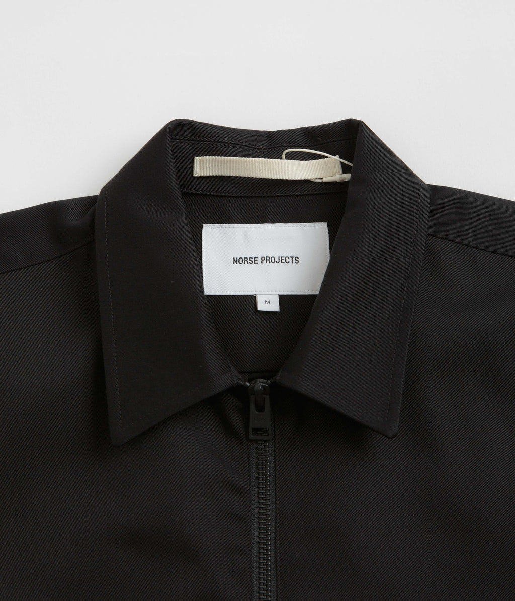 Norse Projects Ulrik Gabardine Zipped Overshirt - Black
