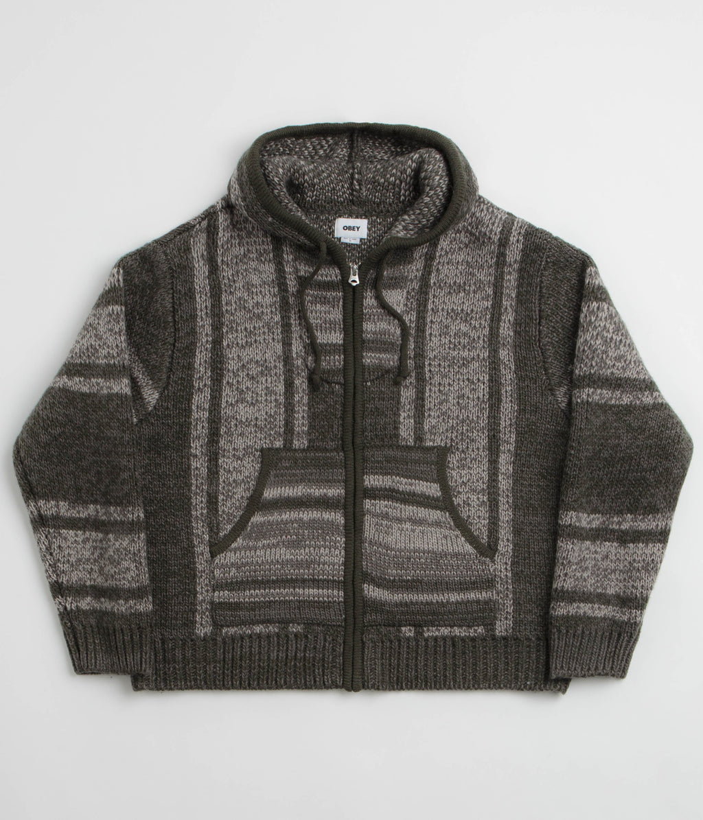 Obey Zip Up Baja Hoodie - Leaf Multi
