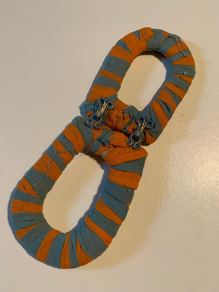 Orange and Blue Silk Striped Belt Buckle circa 1930s
