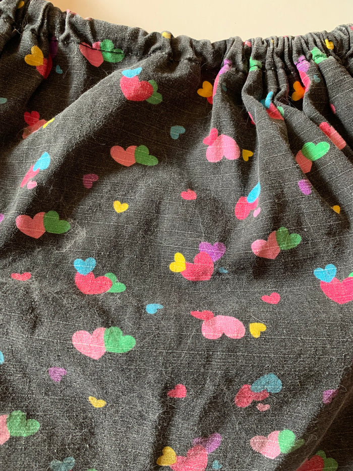 Pastel Heart Print Pewter Grey Cotton Bag circa 1990s