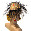 Peiping Station- the Antique Embroidered Asian Silk Textile and Feathers Fascinator Hat
