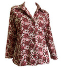 Pink & Green Floral Print Poly Blouse circa 1970s