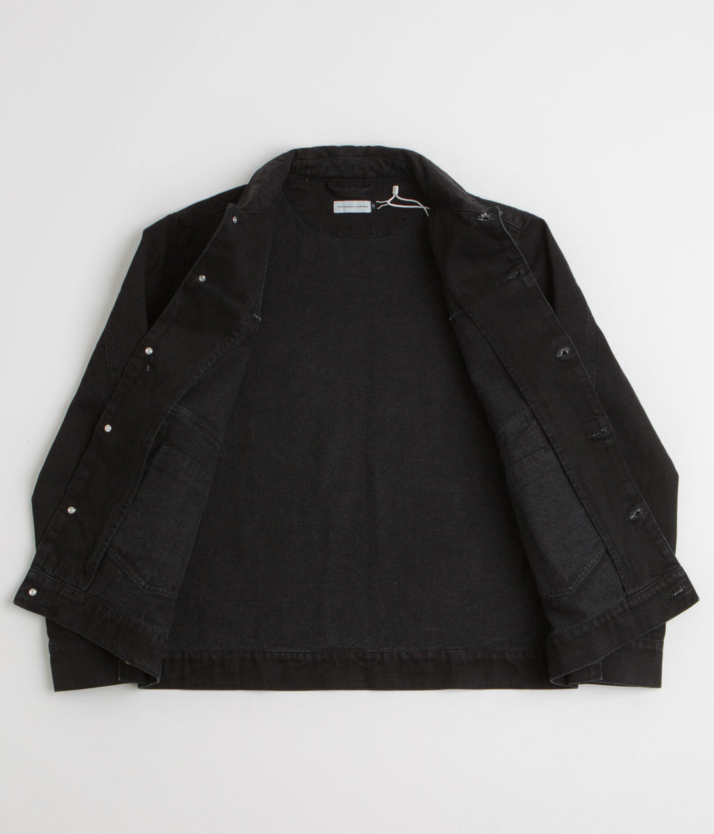 Pop Trading Company Full Button Denim Jacket - Rinsed Black