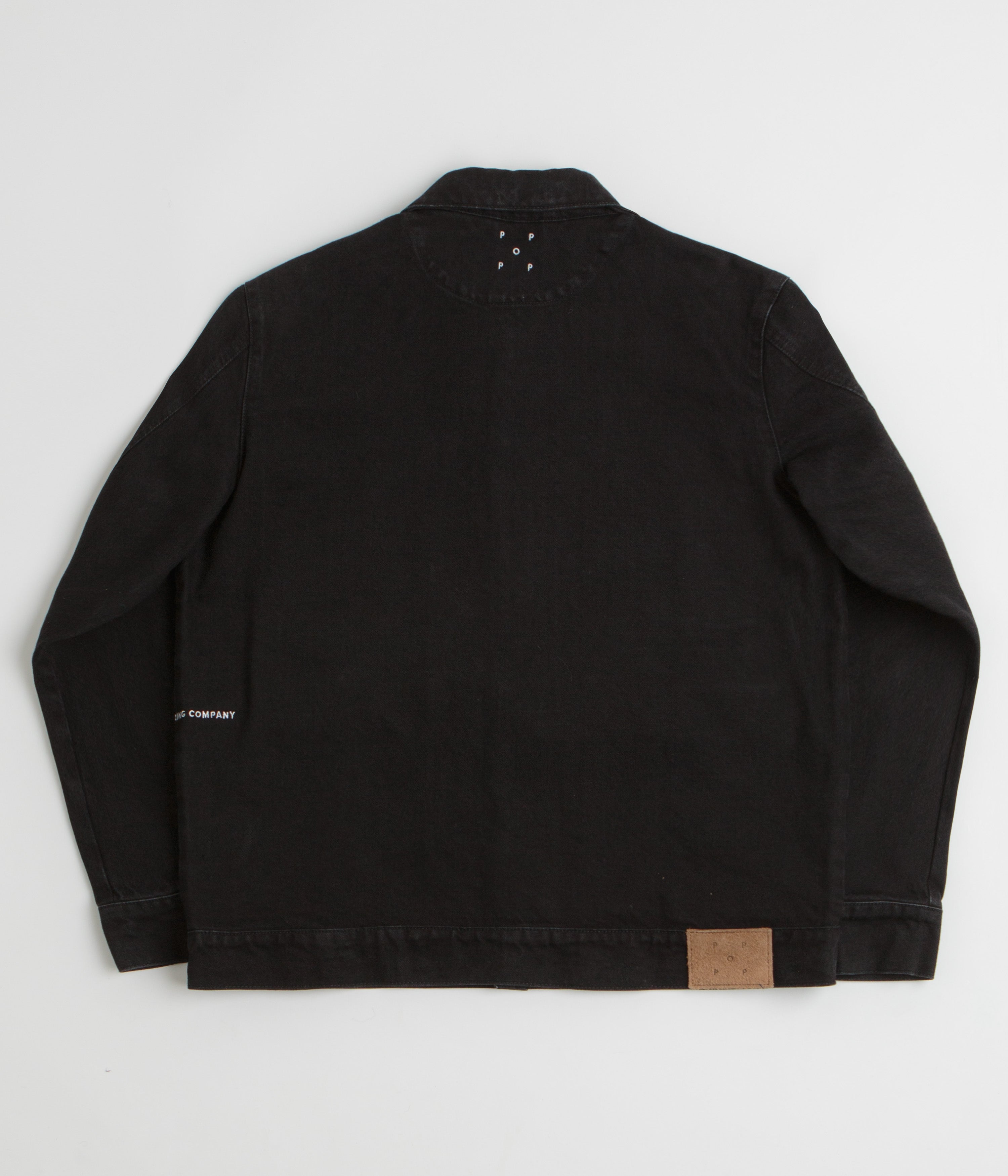 Pop Trading Company Full Button Denim Jacket - Rinsed Black