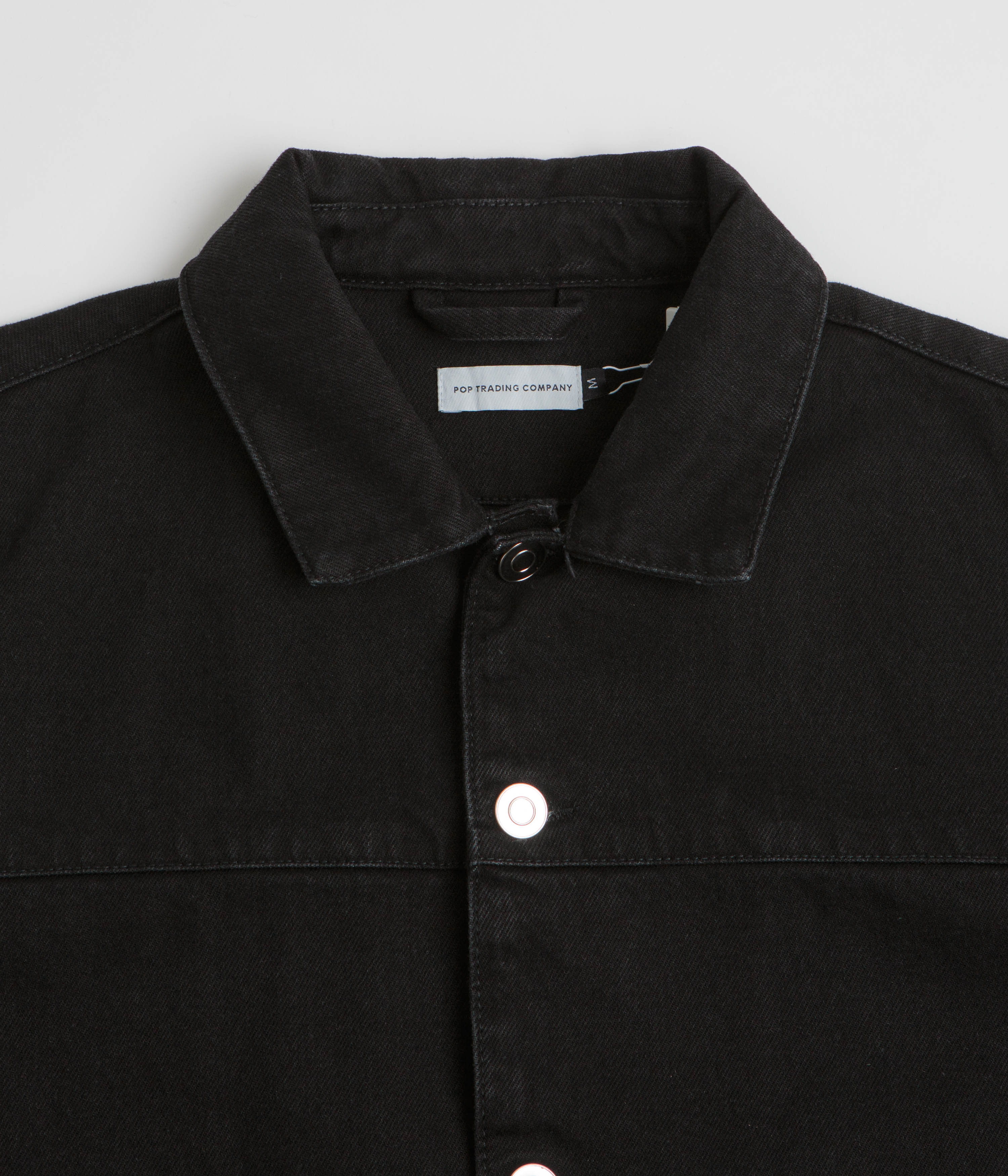 Pop Trading Company Full Button Denim Jacket - Rinsed Black