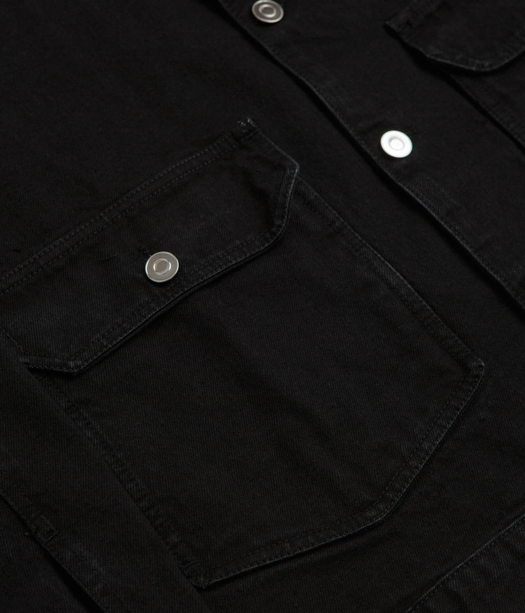 Pop Trading Company Full Button Denim Jacket - Rinsed Black