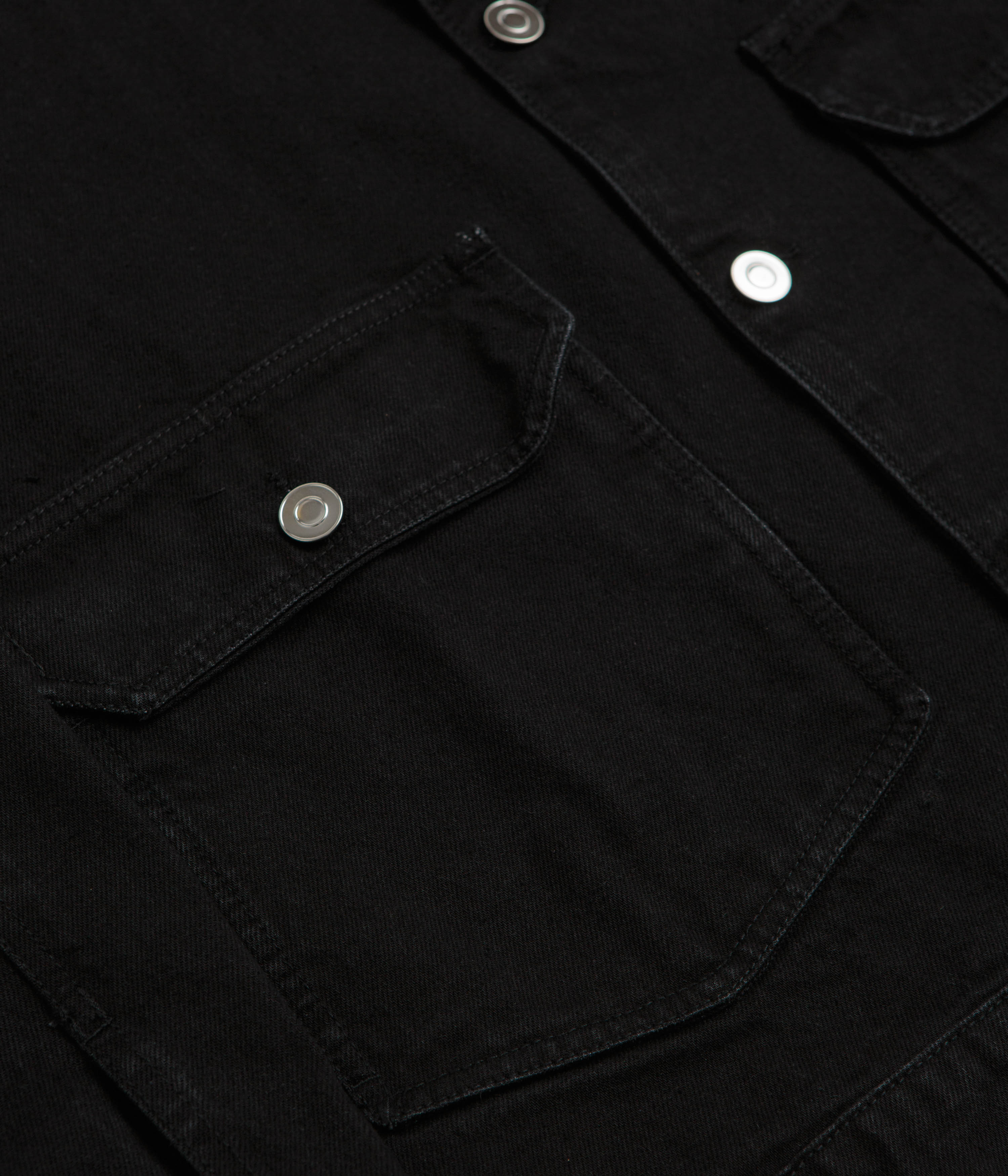 Pop Trading Company Full Button Denim Jacket - Rinsed Black