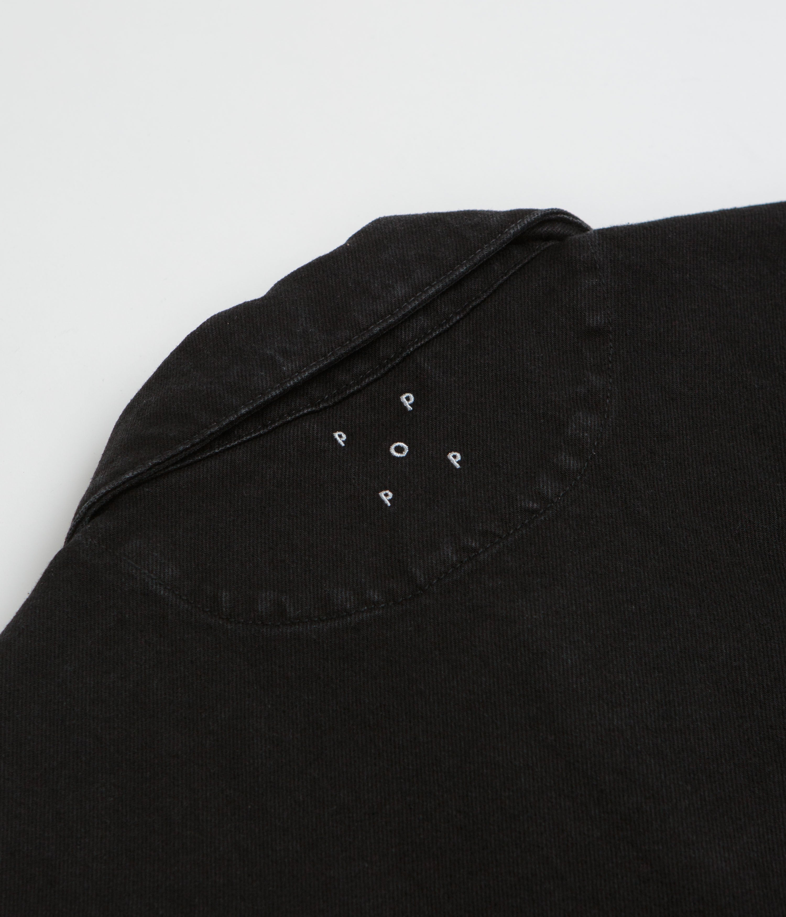 Pop Trading Company Full Button Denim Jacket - Rinsed Black