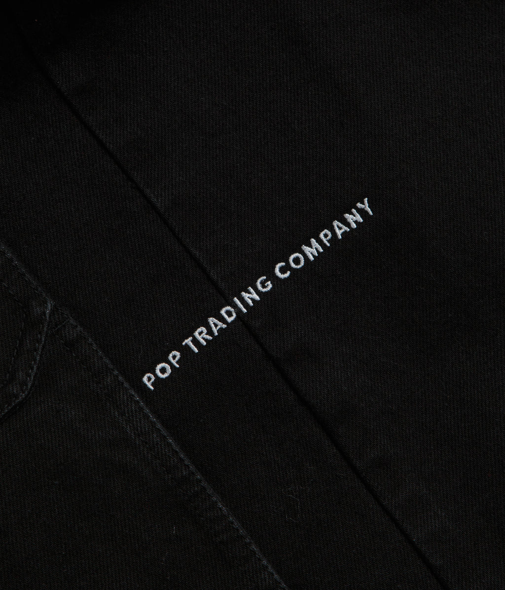 Pop Trading Company Full Button Denim Jacket - Rinsed Black