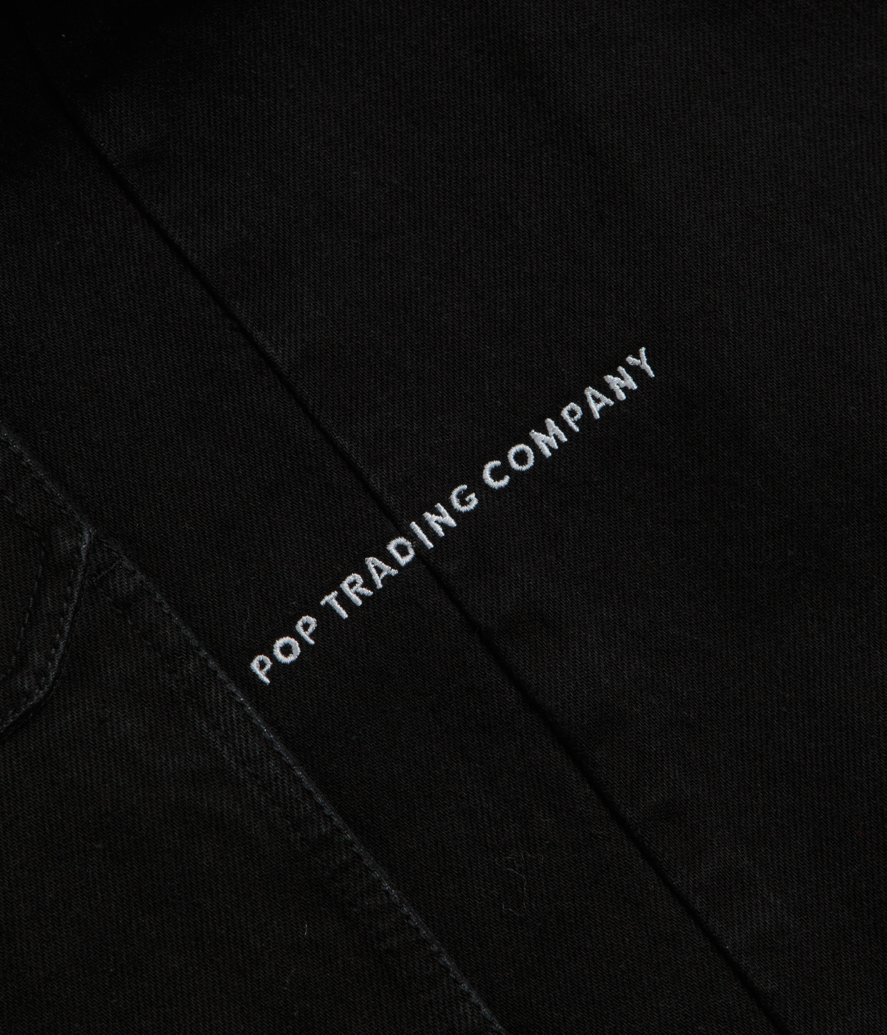 Pop Trading Company Full Button Denim Jacket - Rinsed Black