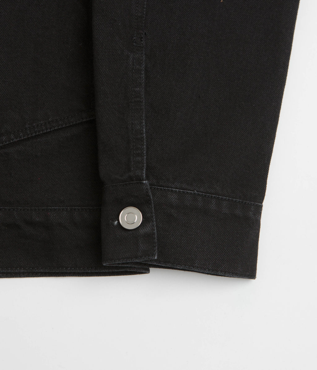 Pop Trading Company Full Button Denim Jacket - Rinsed Black