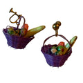 Purple Dangling Baskets of Fruit Earrings circa 1940s