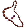 Purple Stardust Bakelite Beaded Necklace and Earrings Set circa 1940s